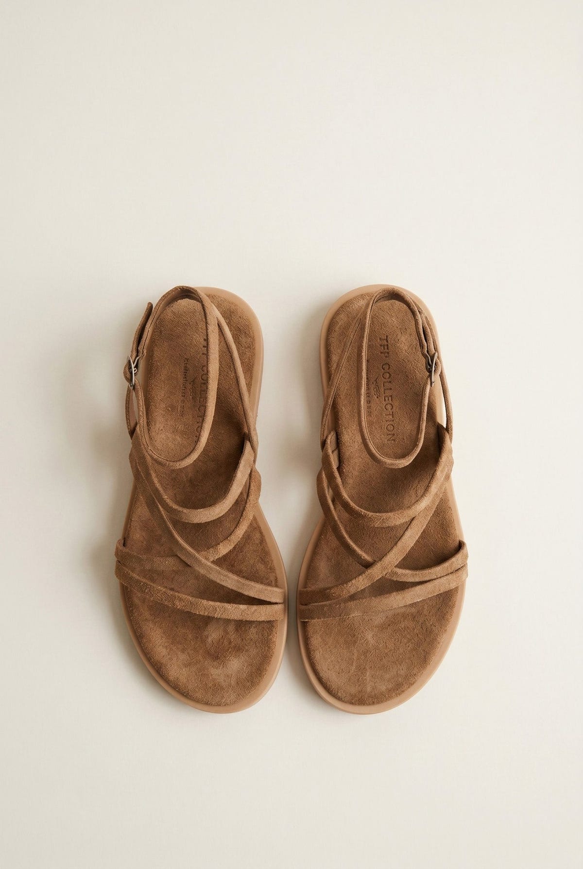 TFP - Strappy Sandals Buckle Closure - Beige Suede