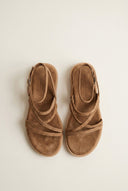 TFP - Strappy Sandals Buckle Closure - Beige Suede