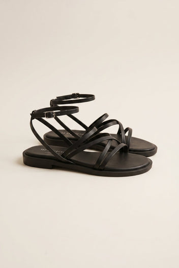 TFP - Strappy Sandals Buckle Closure - Black Matte