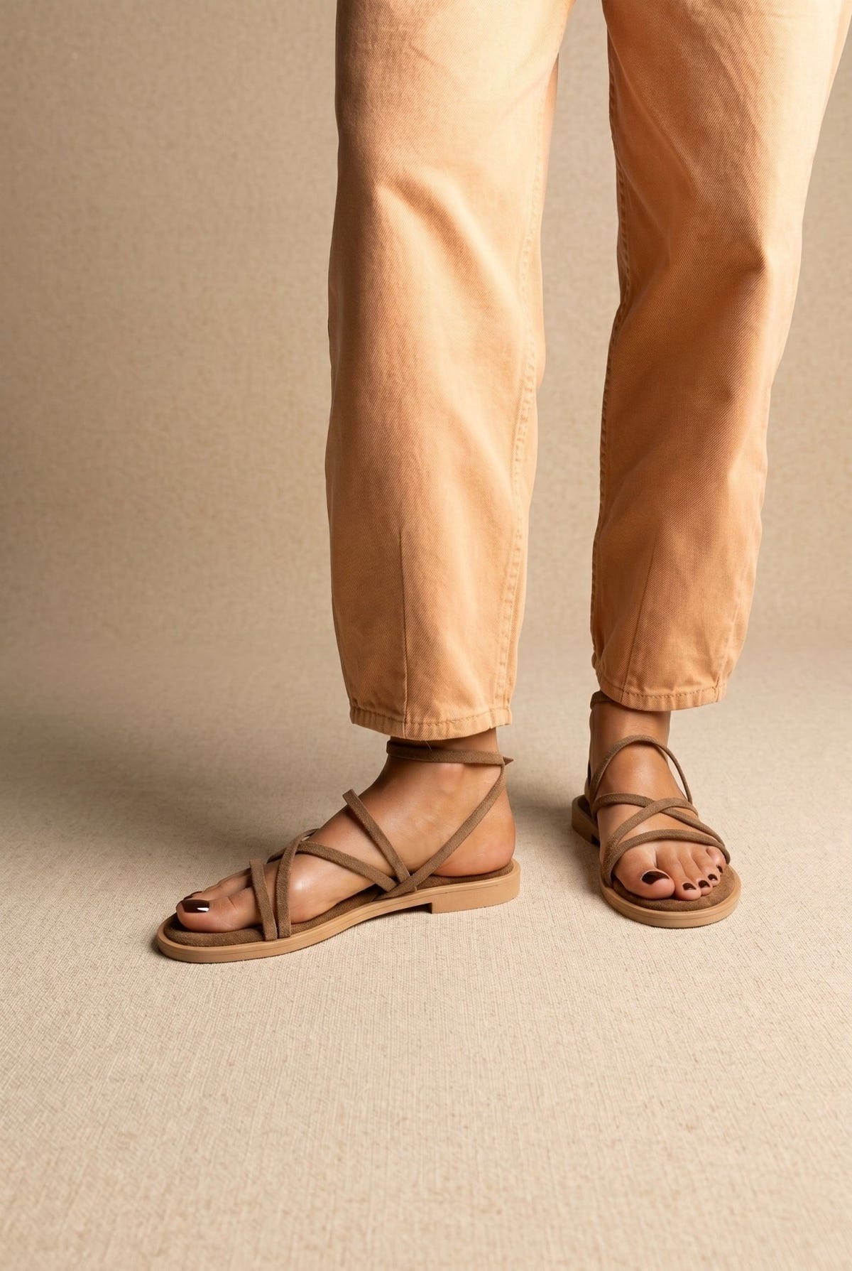 TFP - Strappy Sandals Buckle Closure - Khaki Green Suede