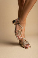 Xti Footwear - Strappy Sandals Low Block Heel - Gold