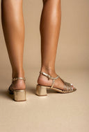 Xti Footwear - Strappy Sandals Low Block Heel - Gold