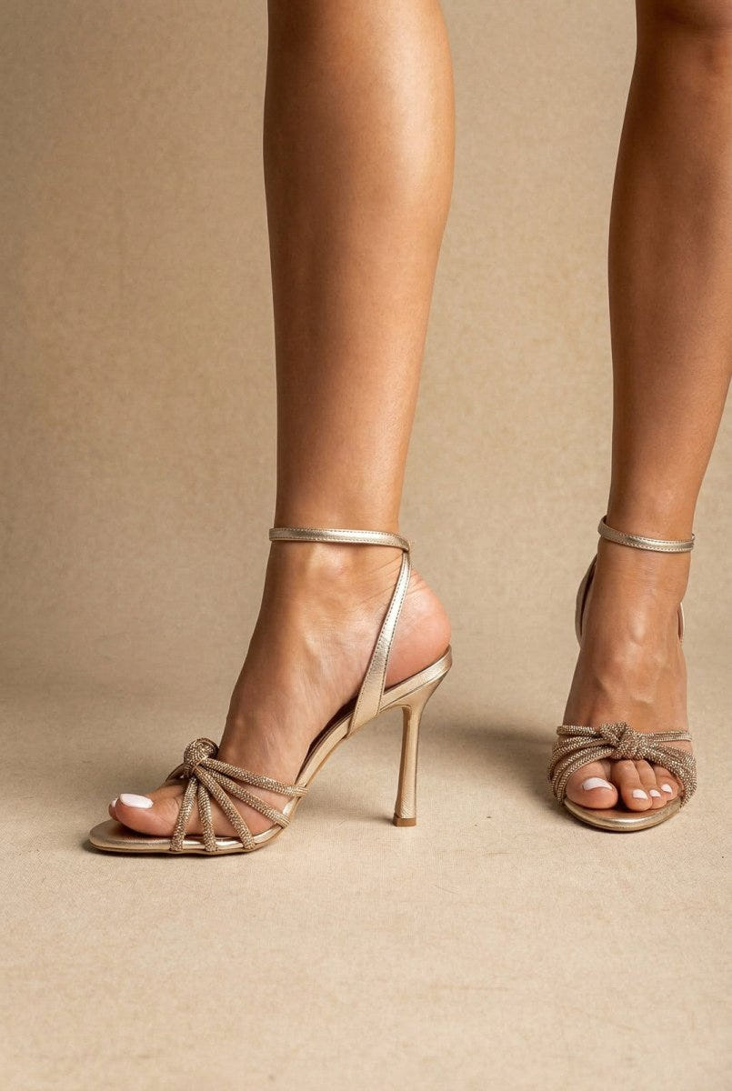 IRIS - Strappy Sandals Slim Heel - Gold Metallic