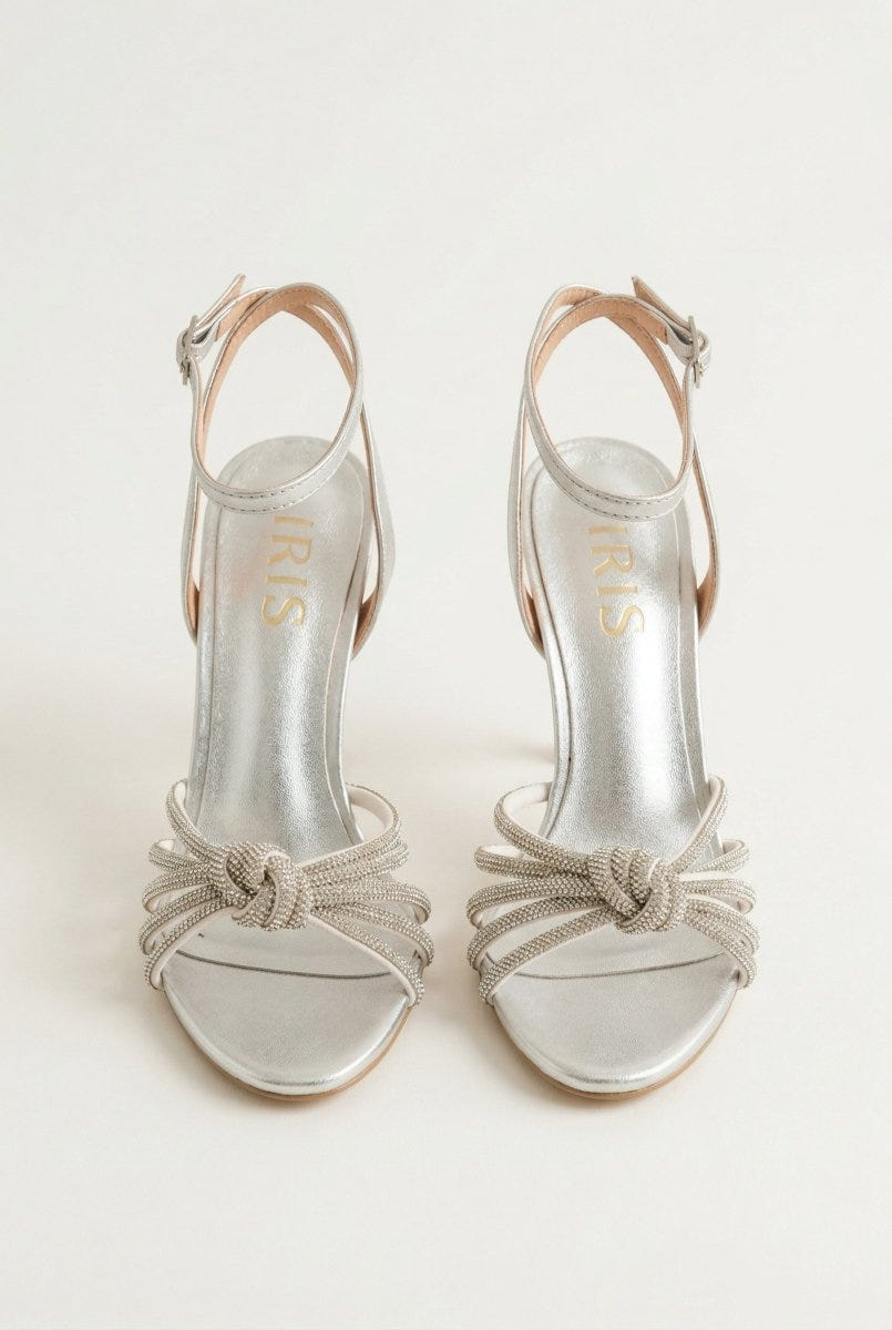 IRIS - Strappy Sandals Slim Heel - Silver Metallic