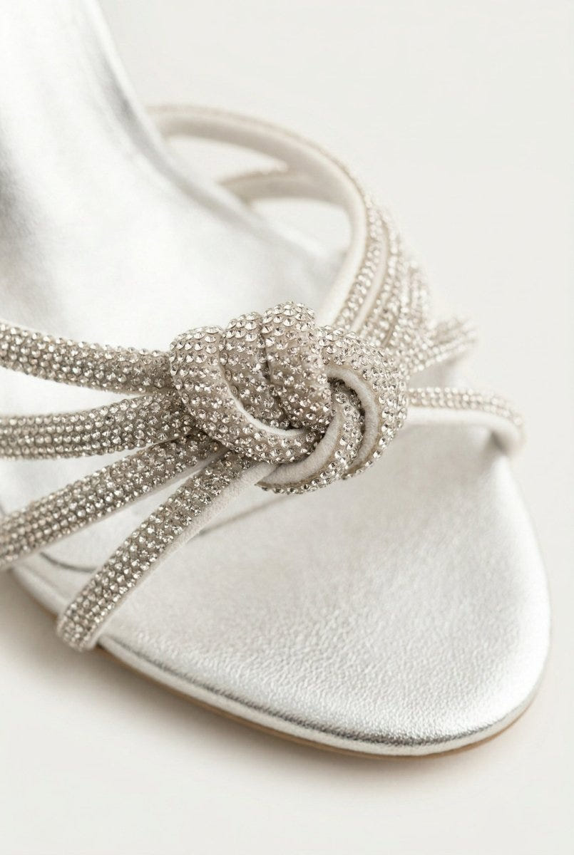 IRIS - Strappy Sandals Slim Heel - Silver Metallic