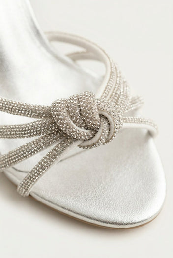 IRIS - Strappy Sandals Slim Heel - Silver Metallic