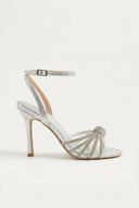 IRIS - Strappy Sandals Slim Heel - Silver Metallic