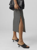 AWARE by VERO MODA - Striped Sleeveless Dress Side Slits - Black/Beige
