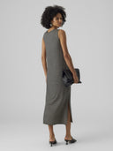 AWARE by VERO MODA - Striped Sleeveless Dress Side Slits - Black/Beige