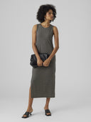 AWARE by VERO MODA - Striped Sleeveless Dress Side Slits - Black/Beige