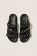ATENEO - Studded Buckle Sandals - Black Matte
