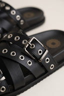 ATENEO - Studded Buckle Sandals - Black Matte