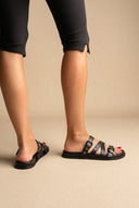 ATENEO - Studded Buckle Sandals - Black Matte