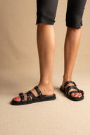 ATENEO - Studded Buckle Sandals - Black Matte