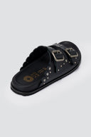 ATENEO - Studded Buckle Sandals - Black Matte