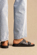ATENEO - Studded Buckle Sandals - Black Matte