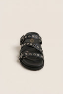 ATENEO - Studded Buckle Sandals - Black Matte