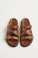 ATENEO - Studded Buckle Sandals - Tan Matte