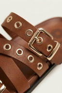 ATENEO - Studded Buckle Sandals - Tan Matte