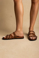 ATENEO - Studded Buckle Sandals - Tan Matte