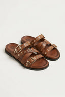 ATENEO - Studded Buckle Sandals - Tan Matte