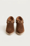 IRIS - Studded Clogs Block Heel - Taupe Suede