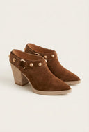 IRIS - Studded Clogs Block Heel - Taupe Suede