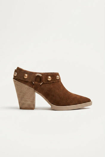 IRIS - Studded Clogs Block Heel - Taupe Suede