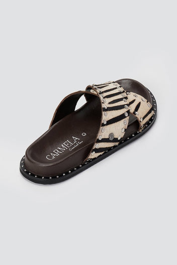 CARMELA - Studded Print Sandals Comfort - Zebra