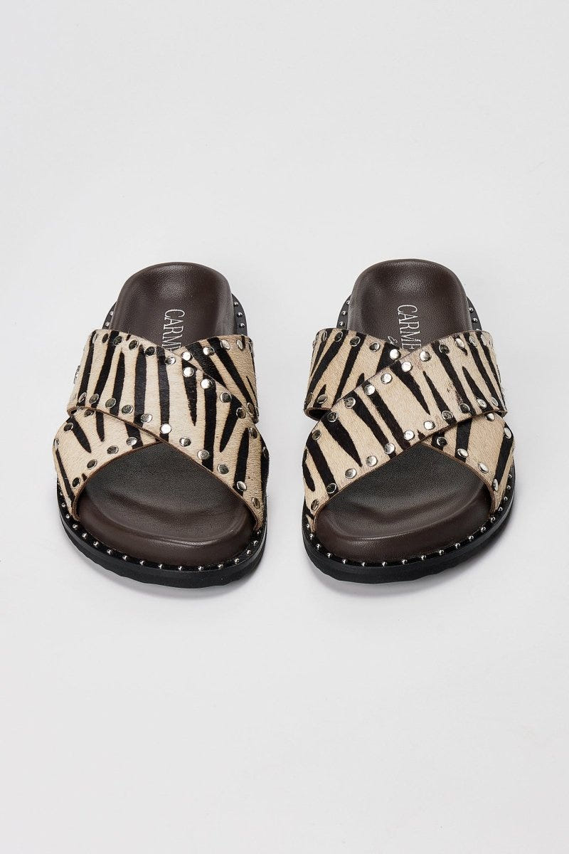 CARMELA - Studded Print Sandals Comfort - Zebra