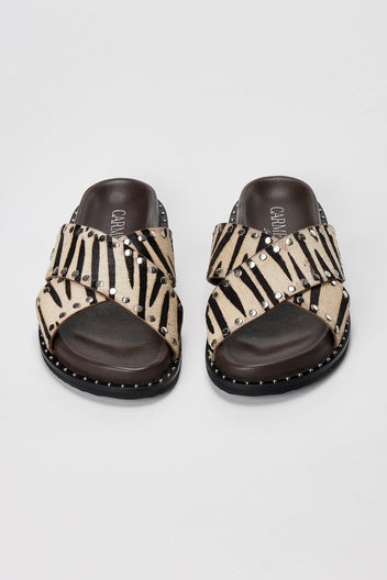 CARMELA - Studded Print Sandals Comfort - Zebra