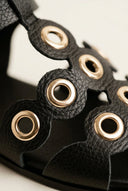 ATENEO - Studded Sandals Buckle Strap - Black Matte