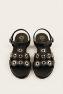 ATENEO - Studded Sandals Buckle Strap - Black Matte