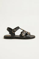 ATENEO - Studded Sandals Buckle Strap - Black Matte