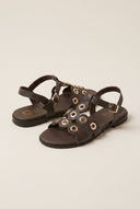 ATENEO - Studded Sandals Buckle Strap - Dark Brown Matte