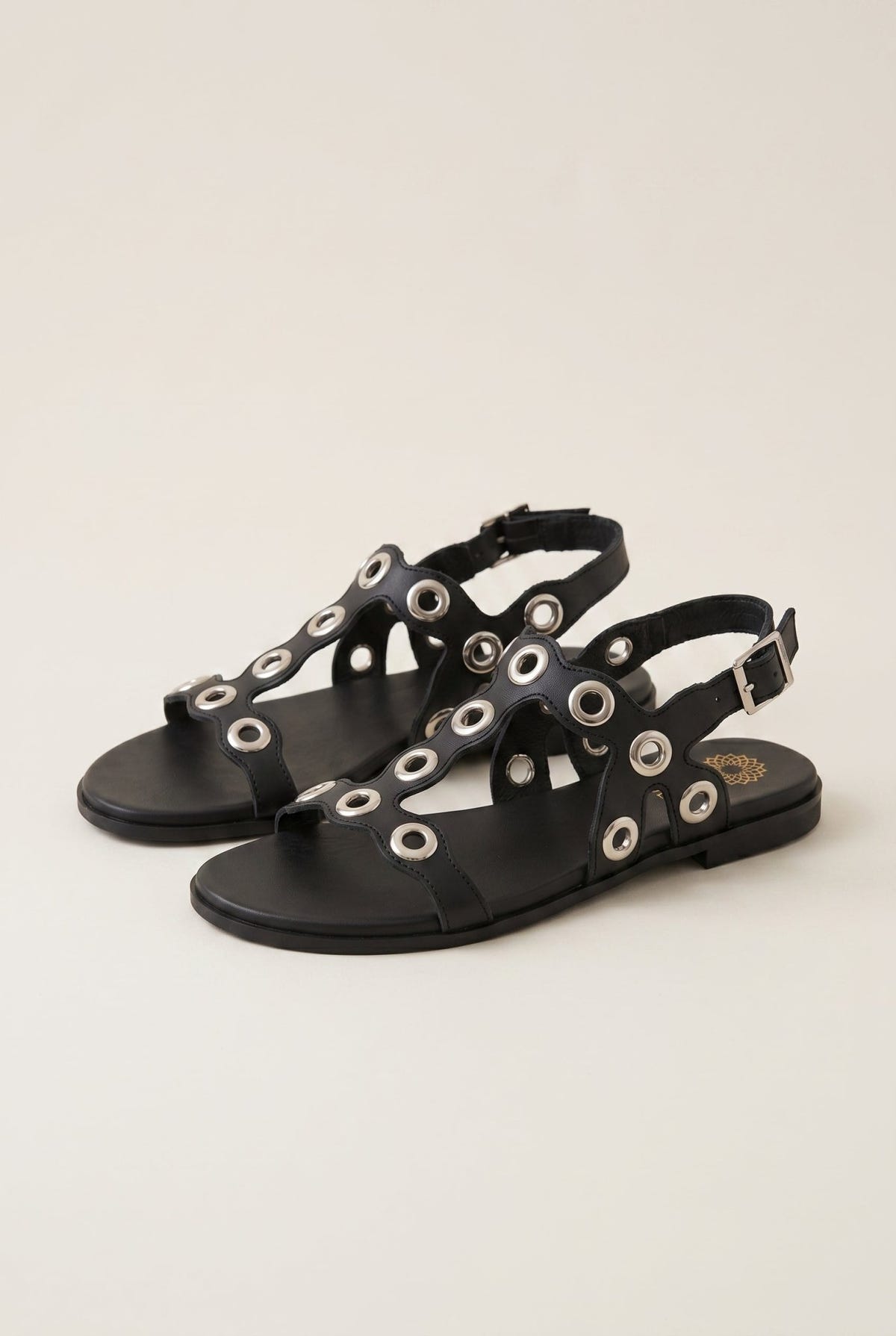 ATENEO - Studded Sandals Side Strap - Black Matte