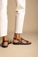 ATENEO - Studded Sandals Side Strap - Dark Brown Matte