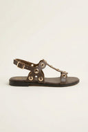 ATENEO - Studded Sandals Side Strap - Dark Brown Matte