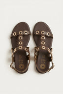 ATENEO - Studded Sandals Side Strap - Dark Brown Matte