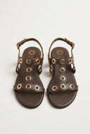 ATENEO - Studded Sandals Side Strap - Dark Brown Matte