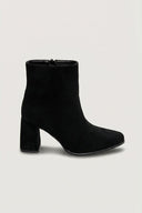 Suede Ankle Boots Block Heel - Black Suede - thefashionproject.gr - Ideal shoes