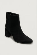 Suede Ankle Boots Block Heel - Black Suede - thefashionproject.gr - Ideal shoes