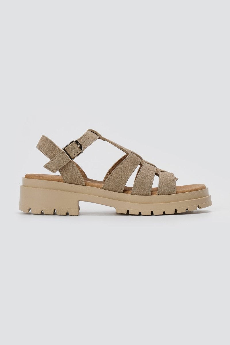 RAGAZZA - Suede Ankle Strap Sandals - Beige Suede