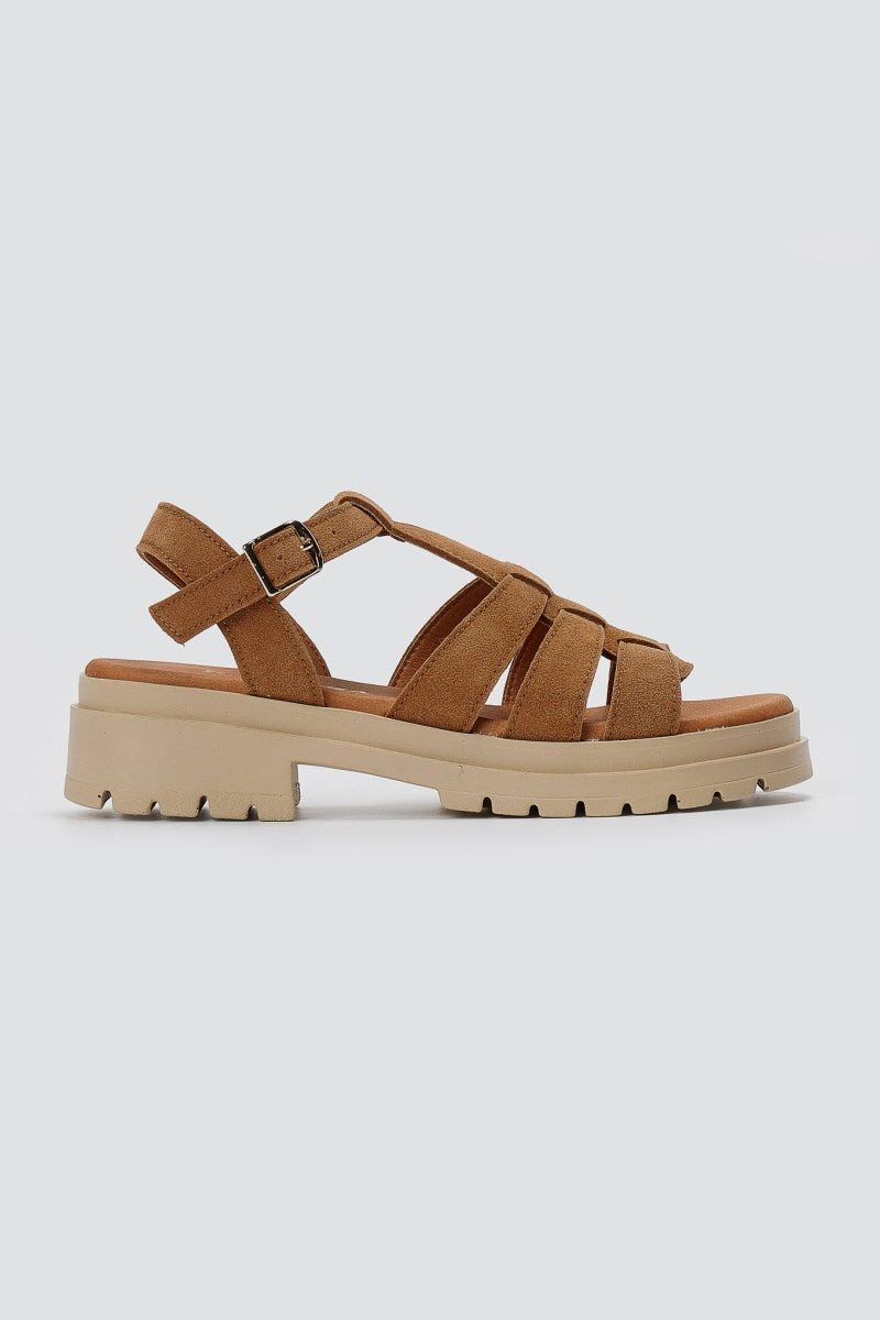 RAGAZZA - Suede Ankle Strap Sandals - Tan Suede