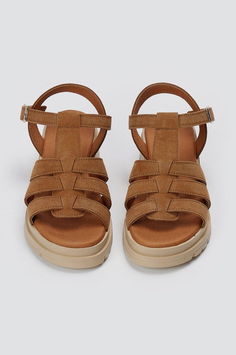 RAGAZZA - Suede Ankle Strap Sandals - Tan Suede