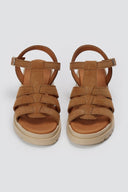 RAGAZZA - Suede Ankle Strap Sandals - Tan Suede