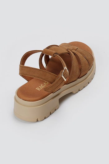 RAGAZZA - Suede Ankle Strap Sandals - Tan Suede