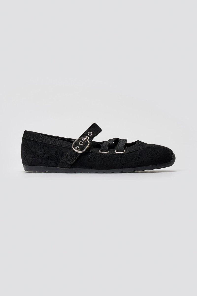 Suede Ballet Flats with Strap and Studs - Black Suede - thefashionproject.gr - BOTEGGA 22