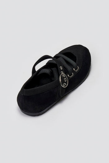 Suede Ballet Flats with Strap and Studs - Black Suede - thefashionproject.gr - BOTEGGA 22