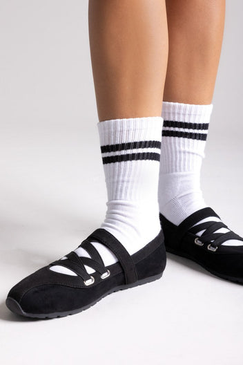 Suede Ballet Flats with Strap and Studs - Black Suede - thefashionproject.gr - BOTEGGA 22